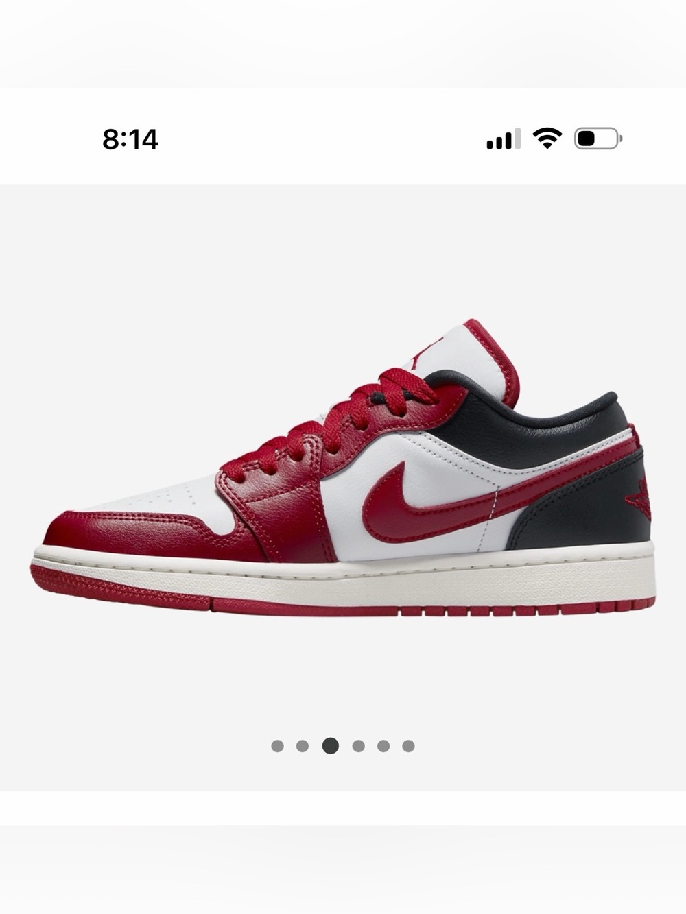 Nike Women’s Jordan AJ1 Low-Top Sneaker — White/Red/Black Size 6, EUC